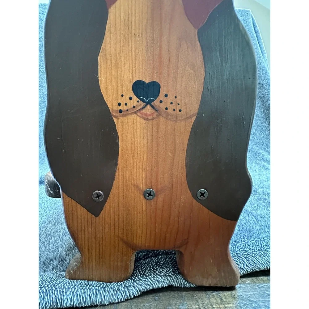 Handmade Wooden Basset Hound Raised Dog Feeder Double Elevated Pet Bowl Stand
